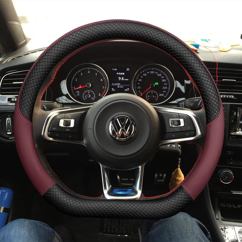 Car Steering Wheel Cover Artificial Leather For Volkswagen Golf 7 GTI Golf R MK7 VW Polo GTI Scirocco 2015 2016 Auto Interior Et4