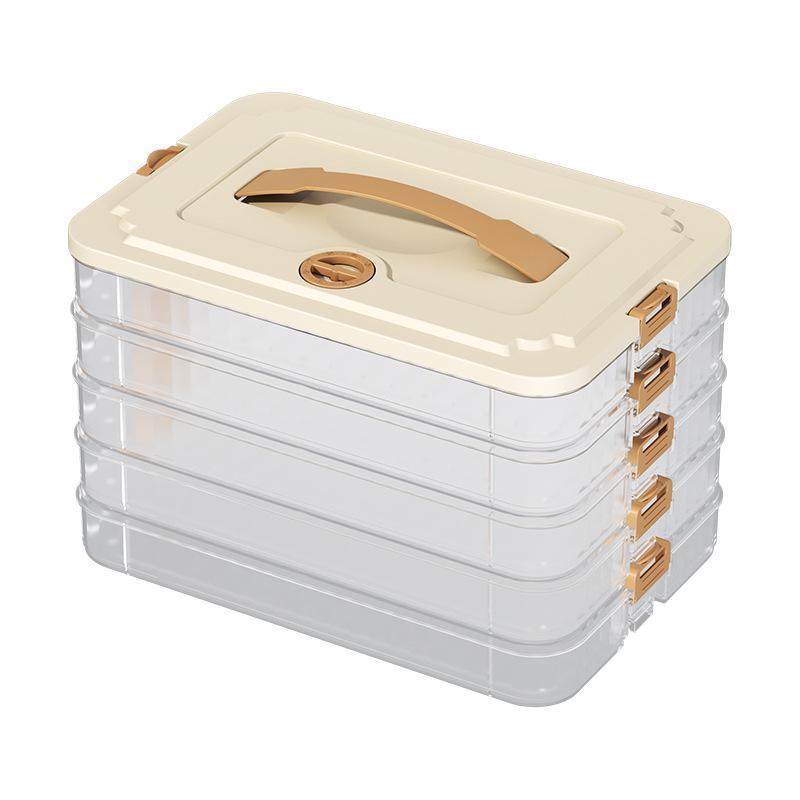 Frozen Dumpling and Wonton Freezer Box with Freshness Seal and Hanging Rack