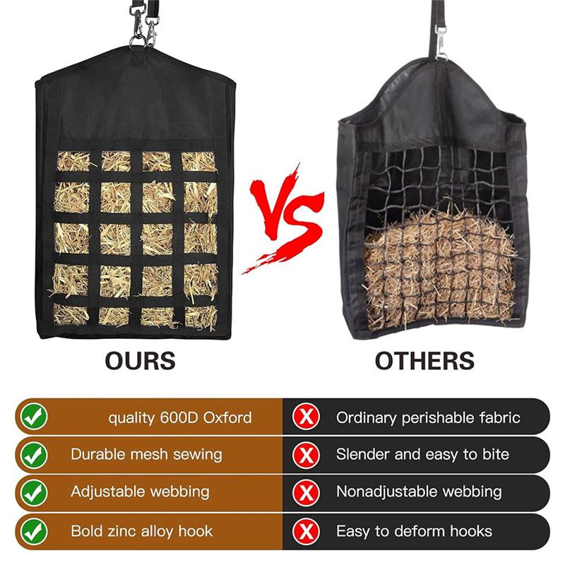 Premium Oxford For Goats, Sheep, Donkey, For Horses 3Pcs Hay Bags With Front Hay Nets- Slow Feed