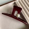 Fashion Acrylic Red Bead Hair Claw  for Women Korean Elegant Large Ponytail Shark Hair Crab Clip Barrettes Hair Accessories
