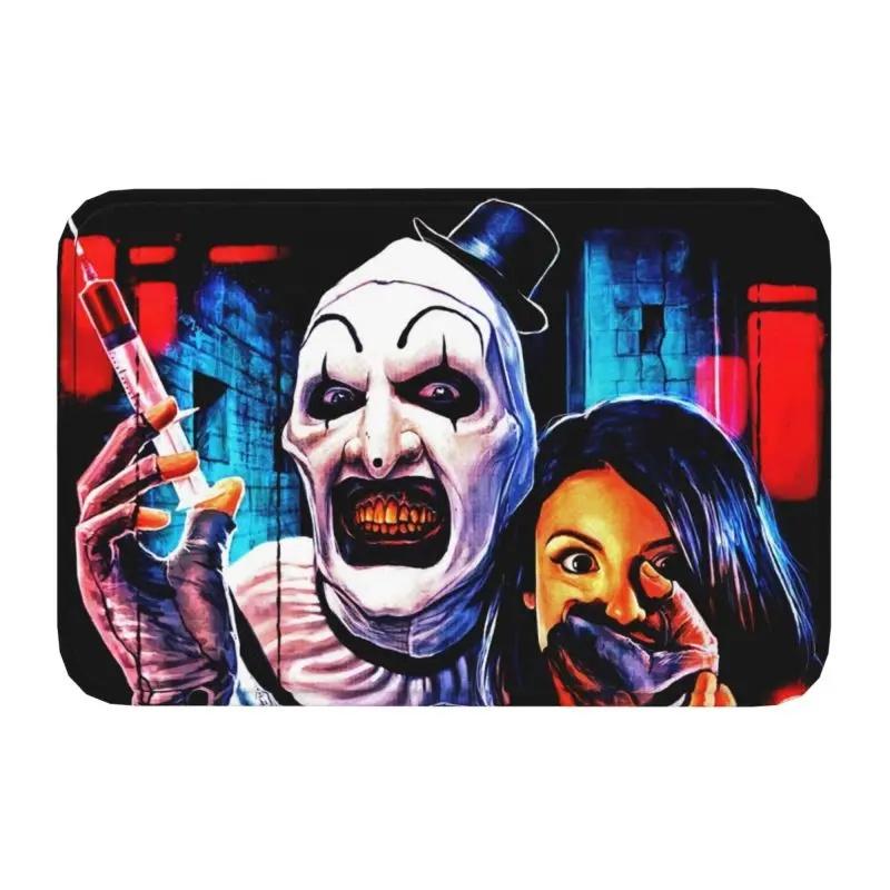 Horror Halloween Movie Terrifier Clown Front Door Mat Anti-Slip Indoor Absorbent Doormat Kitchen Balcony Entrance Rug Carpet