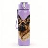 1 Stück Realistische Schäferhund-Büste 750 ml Farbe Kunststoff-Wasserflasche Auslaufsicherer Klappdeckel mit Strohhalm Für Sport, Büro, Heimgebrauch
