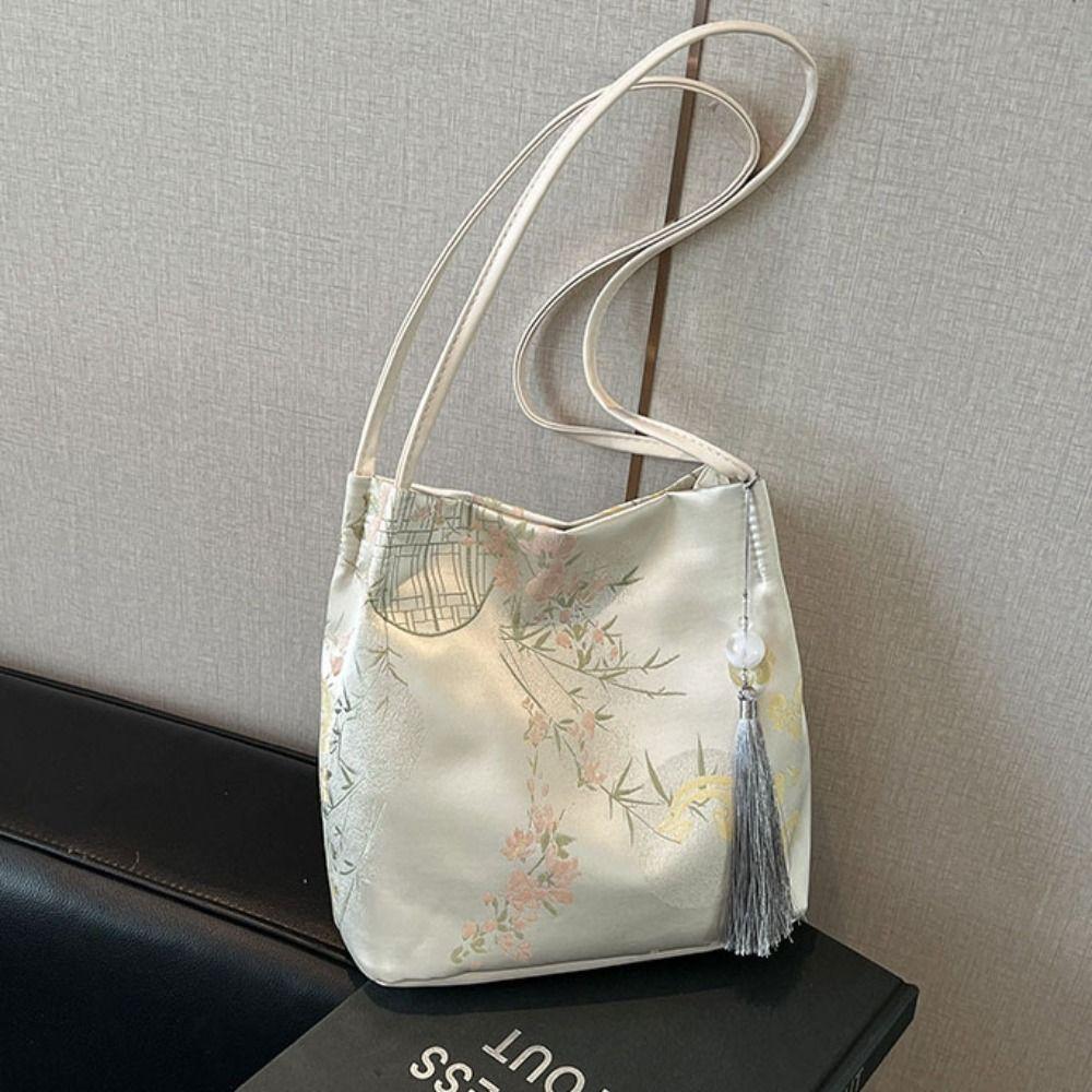 Cloth Embroidery Tote Bag Elegant Hanfu Printing Handbag Casual Chinese Style Shoulder Bag  Daily