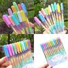 6/12 Pcs Neons Gel Pen Rainbow Ballpoint Pen Colorful Rainbow Pen Decorative Pen Stationery Supplies for Adult Student