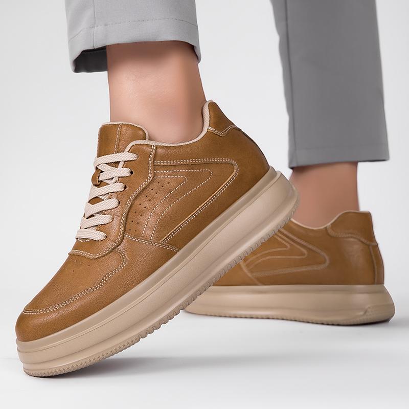 Lift Sneakers Leather Elevator Shoes Men Height Increase Insoles 6cm Women Plus Size 36-46