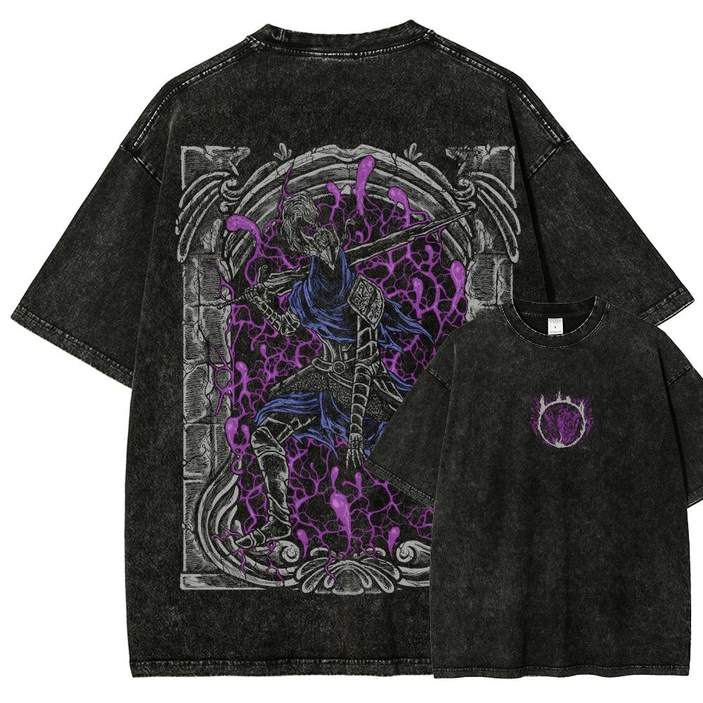 Dark Souls Lordo Sepolcrale Nito & Falò Lavaggio Vintage Oversize Unisex Streetwear T-shirt Donna e Uomo