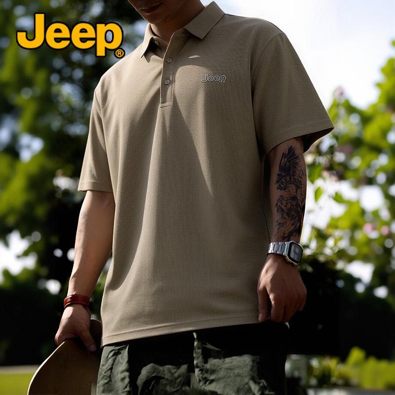 JEEP Men s Ice Silk Anti-Wrinkle Short Sleeve Polo Shirt 3XL