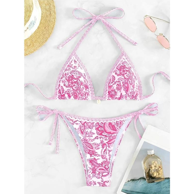 Vzvn 2026 Summer Female Swimsuit Bathers Bathing Swimming Suit Beachwear Halter String Triangle Two Piece Bikini Women Swimwear