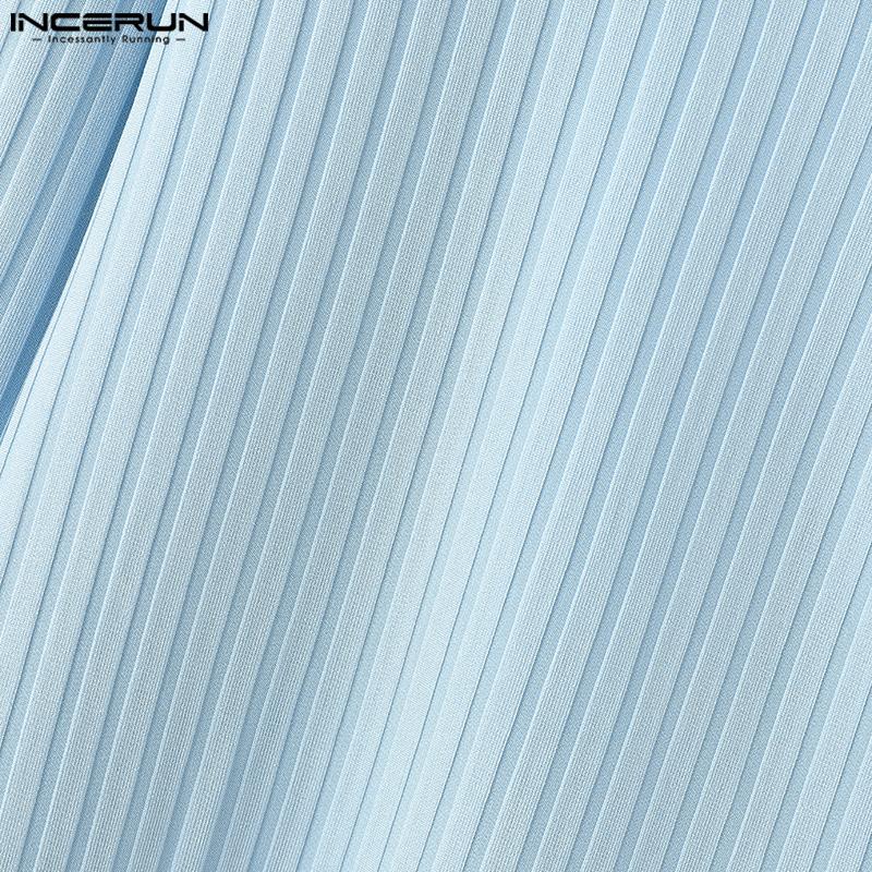 INCERUN Herren Tiefer V-Ausschnitt Langarm Gestrickte Unterhemden Lässige Patchwork Rippen Gestreifte Oberteile