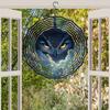 Metal Owl Wind Spinner 2D Rotating Garden Decor Outdoor Wind Chime for Patio Yard Balcony Decoration