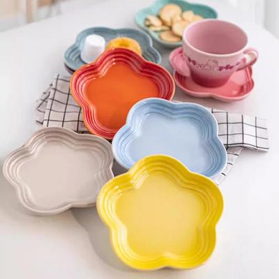 Piatto Piccolo Fiore di Pruno 5,5 pollici Colore Freddo Francese Piatto da Dessert per Torta in Ceramica Stoviglie Piatto Osso a Punta Graduale Animale Domestico