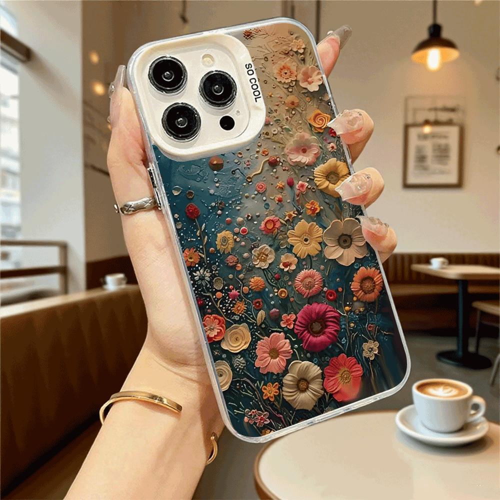 Textured 3D Floral Art Phone Case for Redmi Note 15 14 13 12 11 10 9 Pro Plus Anti-Scratch Premium Hard Cover
