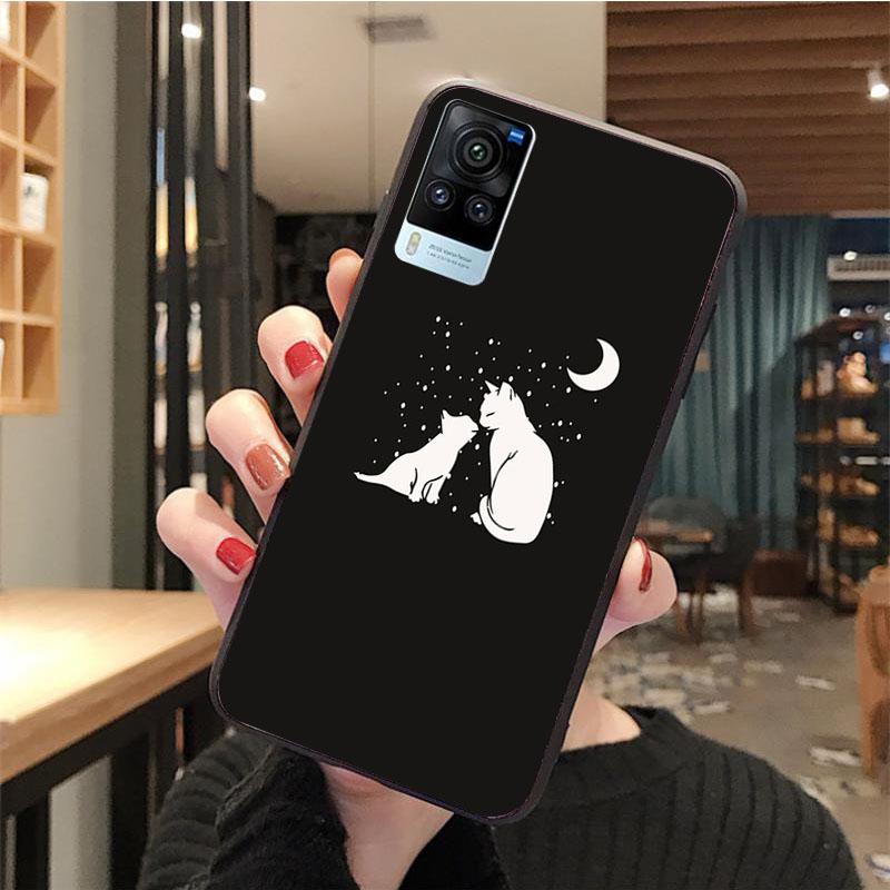 

Чехол для телефона с черным котом для VIVO V21E V21 V23 V23E V2109 Y53S Y33S Y55 Y76 Y31 Y21 Y72 Y01 Y21S Y11S VIVO Y53S