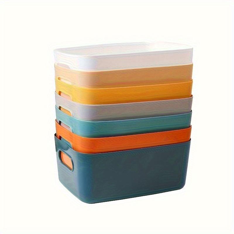 5pcs Plastic Storage Basket Desktop Organizer Bin with Handles for Cosmetics Toiletries Kitchen Snacks Sundries