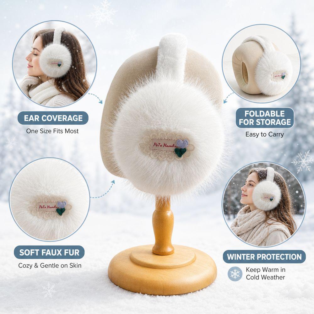 Foldable Winter Earmuffs Soft Plush Ear Covers New Ear Warmers  for Women