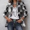 Women's Plaid Print Long Sleeve Ruffle Button-Down Top