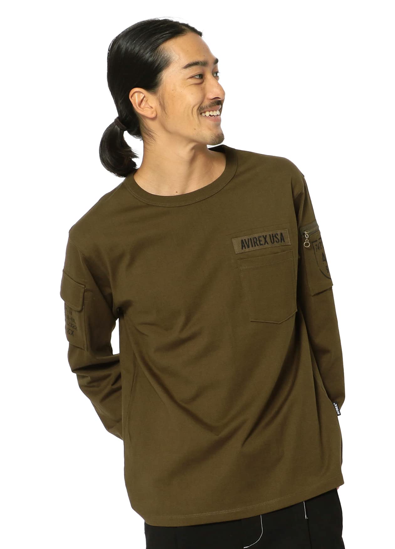 

AVIREX LONG SLEEVE FATIGUE CREW NECK T-SHIRT 6113448 men s L olive