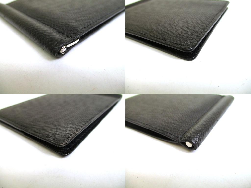 Autentyczny LOUIS VUITTON Taiga Czarna Skóra Portfel Bifold na Banknoty #a938 Odnowiony