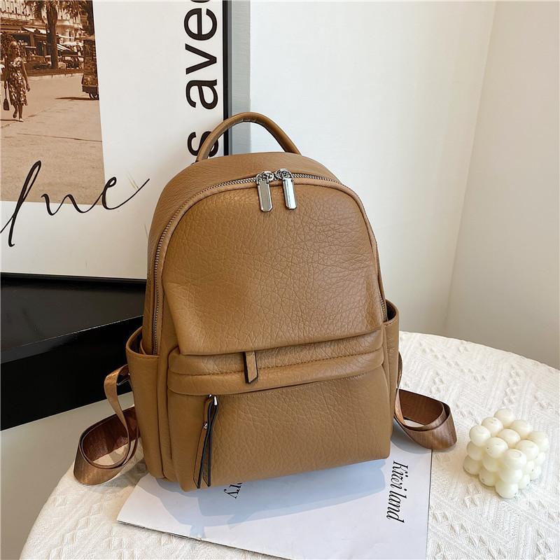 IELGY Backpack, High-quality Soft Leather Texture Simple Korean Version of Fashion Leisure Travel Backpack