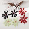 Women Fashion Personality Alloy Oil Dripping Exaggerated Flower Stud Earrings Summer Vacation Style Temperament Ear Jewelry