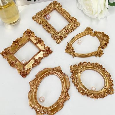 Mini Retro Zlatý Ražený Fotorámeček Vánoční Stromek Dekorace Doplňky Domácí Stolní Nehtové Umění Šperky Střelecká Dekorace
