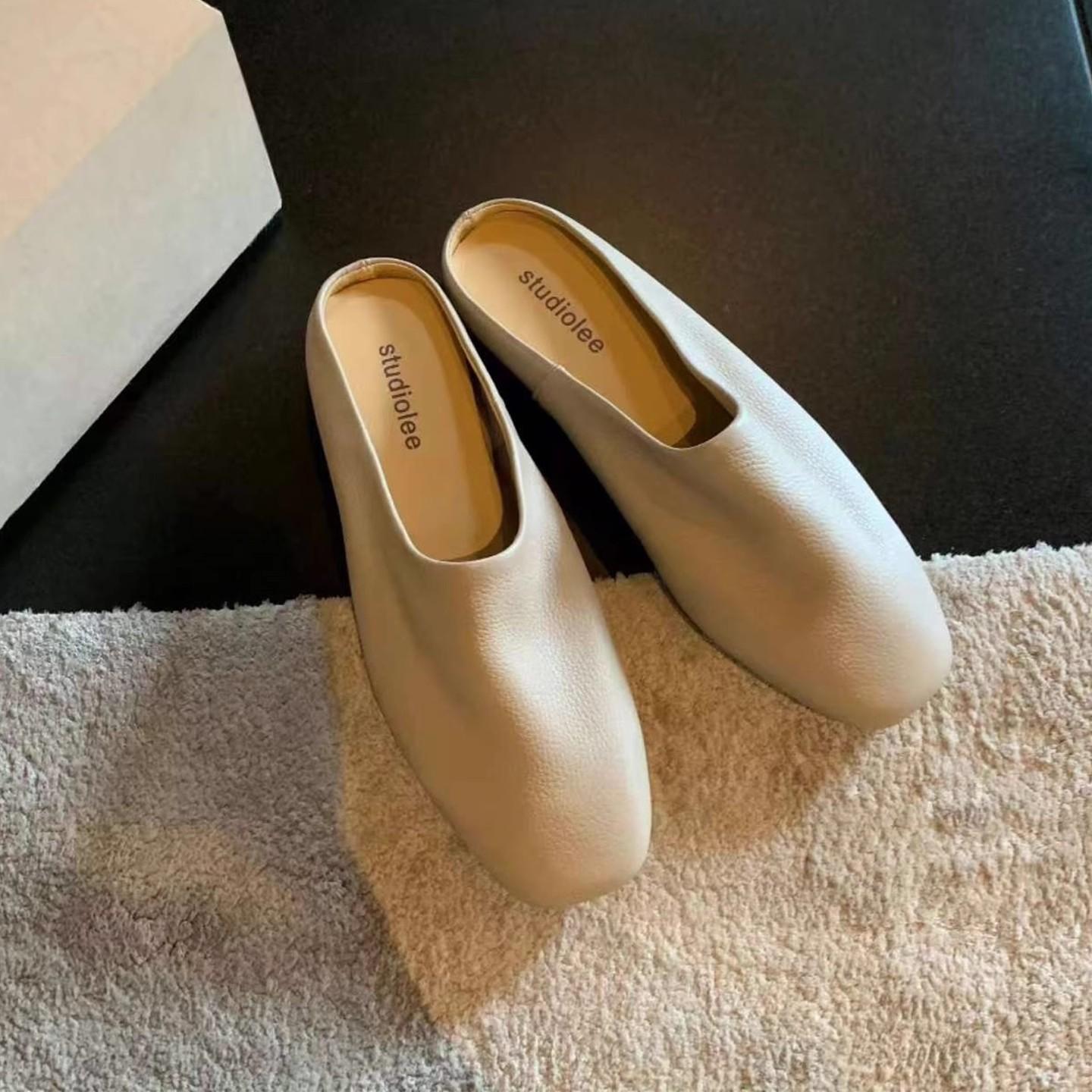 

Sheepskin grape mother lazy bi prepared soft waxy good to wear bag head slippers women s summer wear a pedal muller half slippers 34