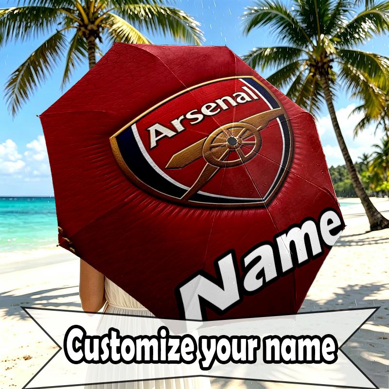 Custom Name Personalized Football Team Print Umbrella, Auto Open Close, 8‑Rib Sturdy Frame, Commute Camping Hiking Use, Birthday Gift