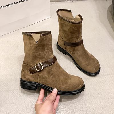 Klobige Damen Knöchel Schneestiefel Wildleder Mode Gemütliche Freizeit Schuhe Frau Trend Winter Designer Kleid Walking Chelsea Botas Mujer