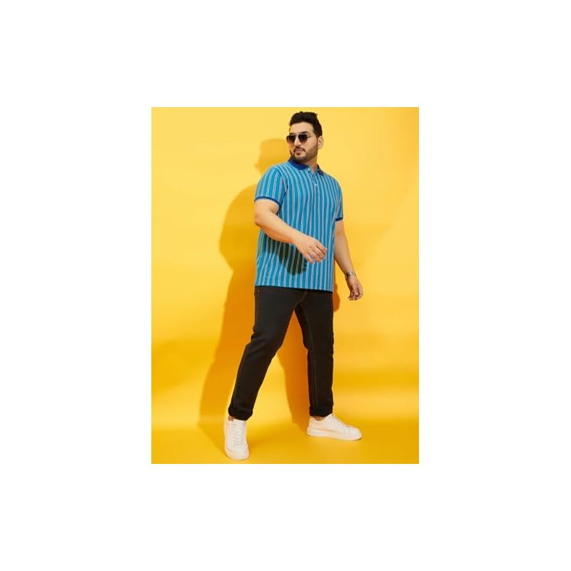 Bigbanana Plus Men' Regular Fit Striped Polo Tshirt (Satordi, , )