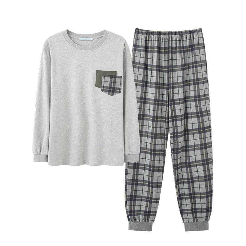 

Мужские пижамные комплекты с длинным рукавом, пуловер и брюки, повседневная домашняя одежда L
