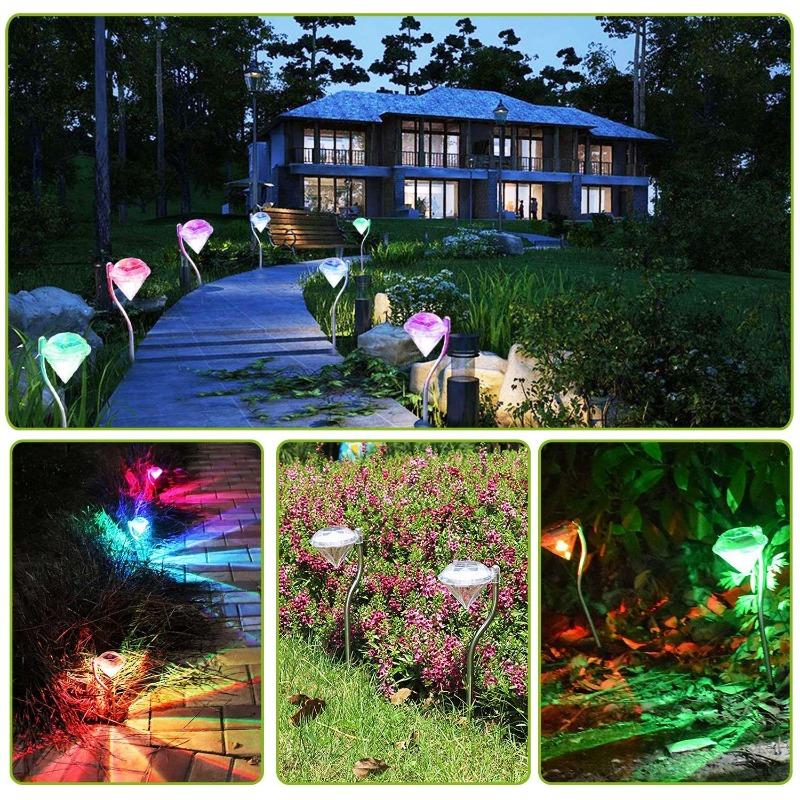 Solar Diamond Stake Lights - Waterproof Color Changing LED, Decorative Garden Pathway Lights for Lawn, Patio & Yard