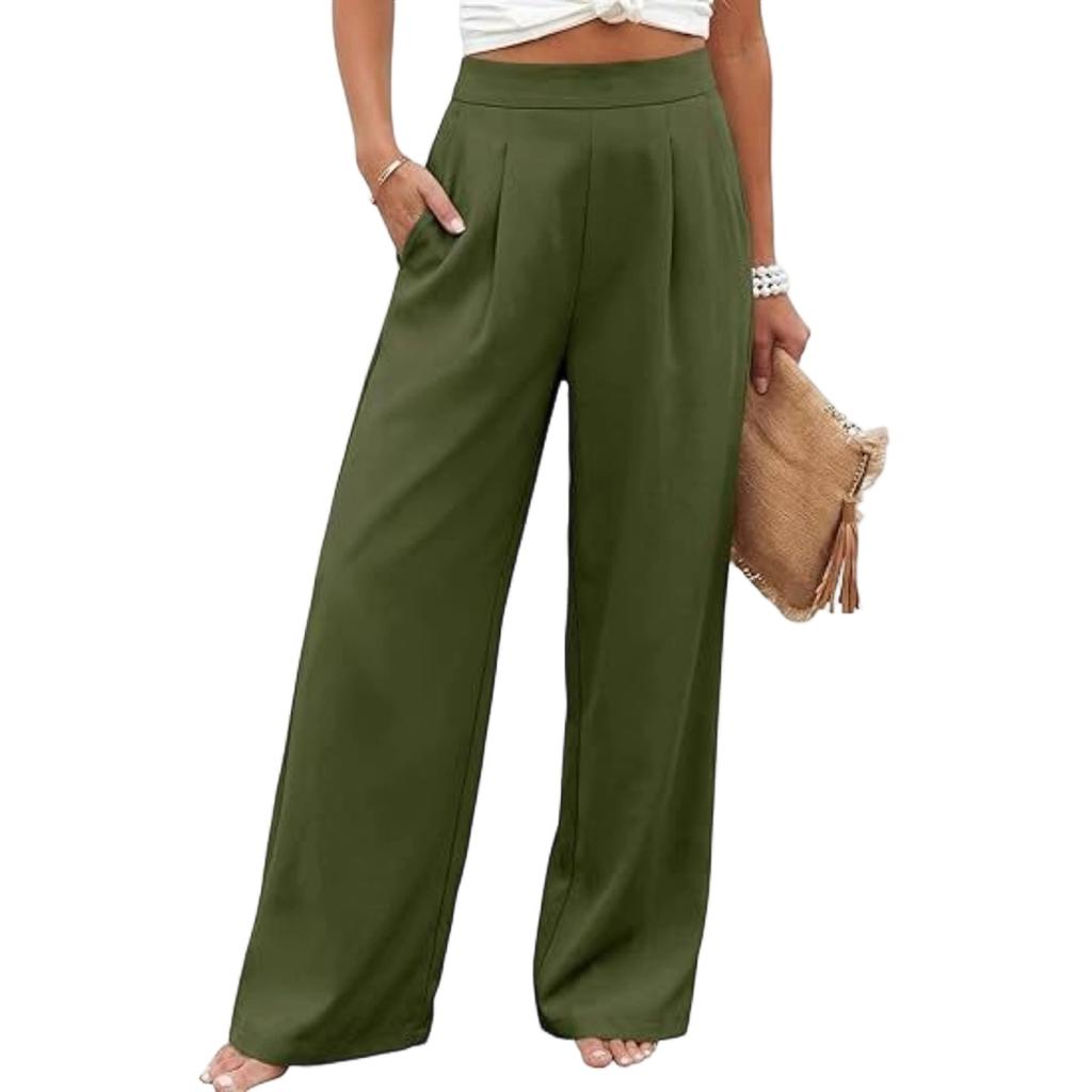 Women's Comfortable  Color Loose Wide Leg High Waist Casual Pants