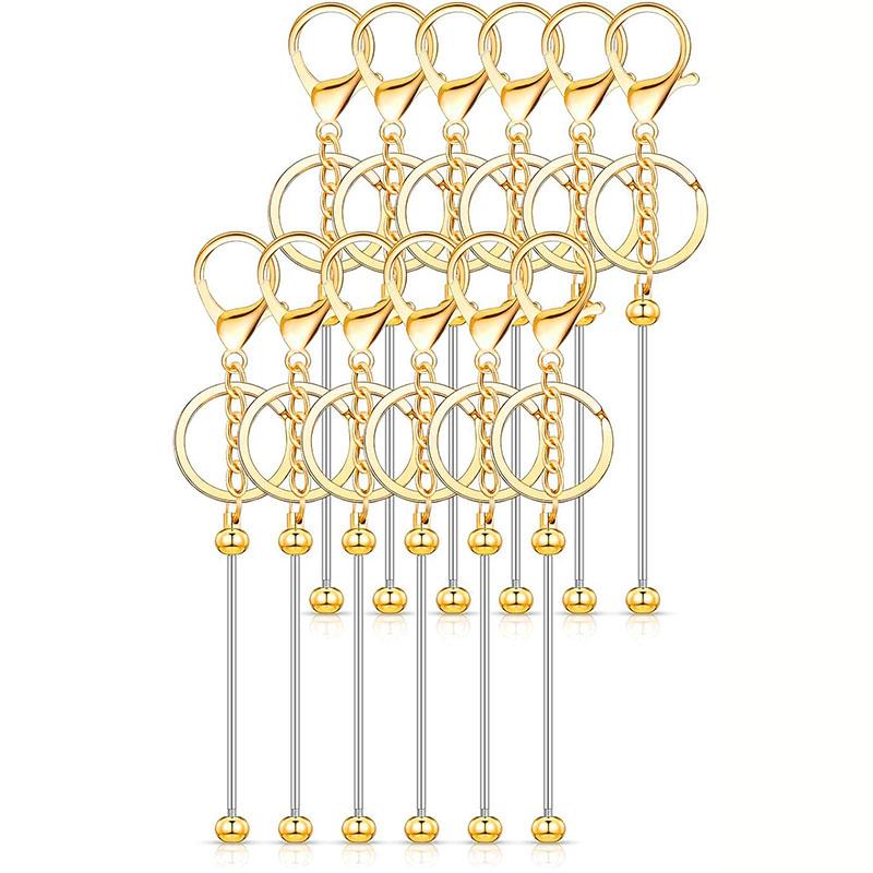 WTEMPO Zinc Alloy Beading Rod Keychains Key Ring Chain Rod Handmade DIY Beaded Keychains Creative Bag Decor Hanging Pendants Festival Special Gifts