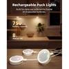 EZVALO 6-Pack RGB Rechargeable Puck Lights with Remote, Mini Under Cabinet Lighting, 2.95'' Tap Lights, 16 RGB Colors & 3 White Color Temps, Dimmable