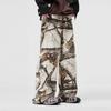 Graffiti branches full of camouflage jeans spring and autumn new loose straight wide-leg trousers