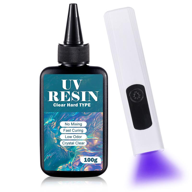UV Resin Kit with Light Upgraded Hard Type Crystal Clear Ultraviolet Curing UV Resin for Craft DIY Jewelry Making Molds Casting