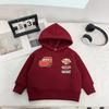 Solid Color Simple Fashion Kids Hoodies Cartoon Print Children Clothes Casual Hooded Sweatshirts Tops Long Sleeved Boy's