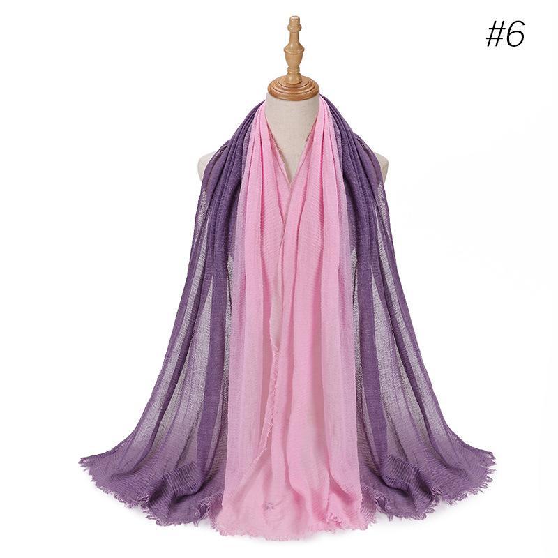 Gradient Color Cotton Linen Scarf Travel Camping Shade Long Scarves Shawl Head Wraps Headscarf Neckerchief Women Muslim Hijabs