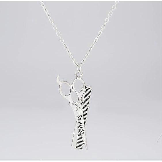 Hairstylist Gifts Scissor Necklace Comb Pendant Scissors Jewelry Stylist Gift