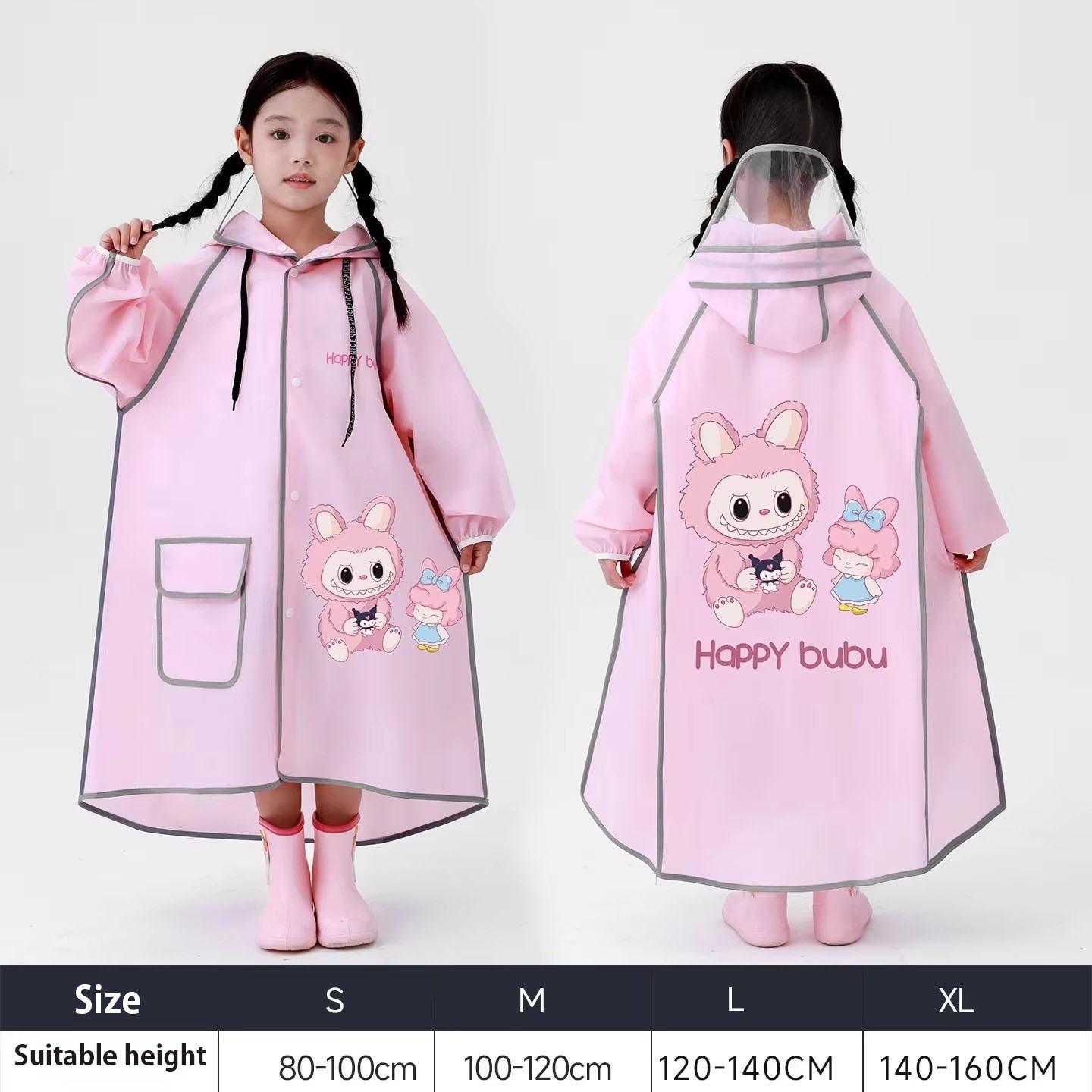 Children Raincoats Baby Kindergarten Kids Cartoon Rain Ponchos Raincoats with Backpack Position for Primary School Boys Girls S-recommended height 80-100cm розовый