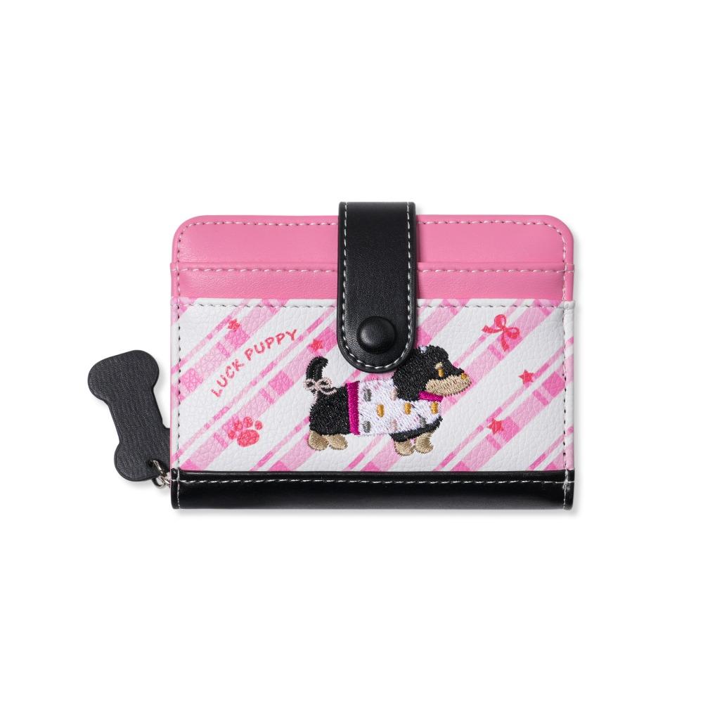 

Portable Embroidery Dachshund Dog Wallet PU Leather Cute Sausage Dog Patterned Card Bag Multiple Card Fashion Three Fold Wallet чорний