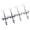 Punk Personality Silver Color Bat Wings Thorn Cross Dangle Earrings for Men Women Gothic Halloween Party Vampire Jewelry Gifts