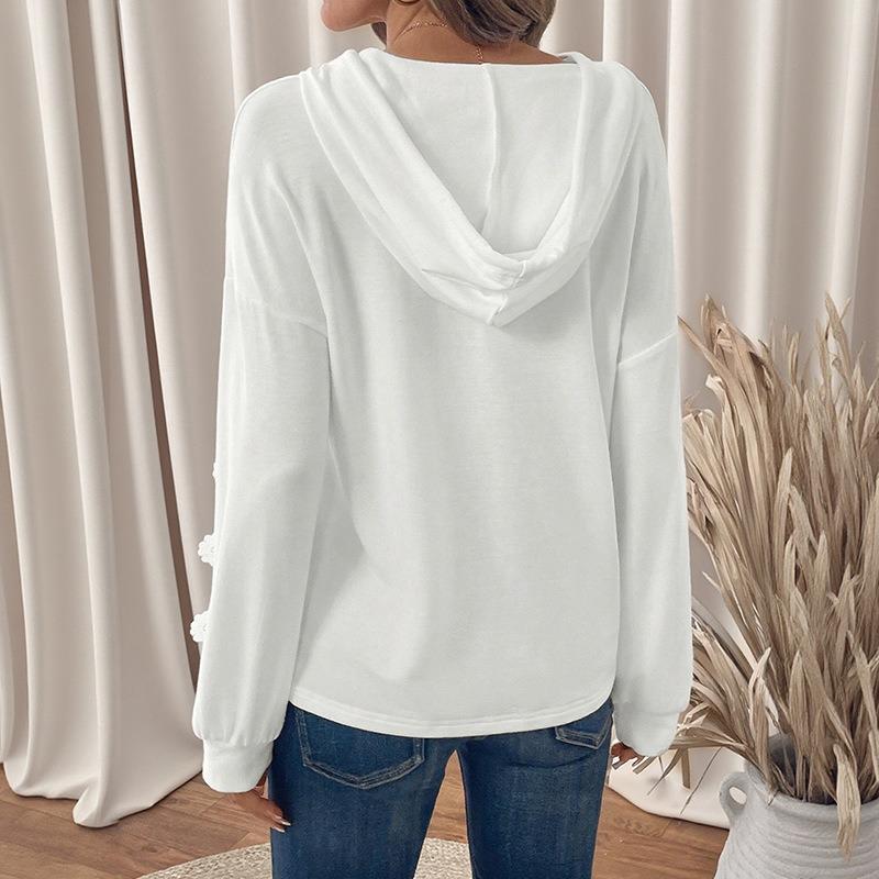 YYFS Damska Moda Casual Wiosna Jesień Jednolity Kolor Nadruk Długi Rękaw Bluzy i Koszule z Kapturem