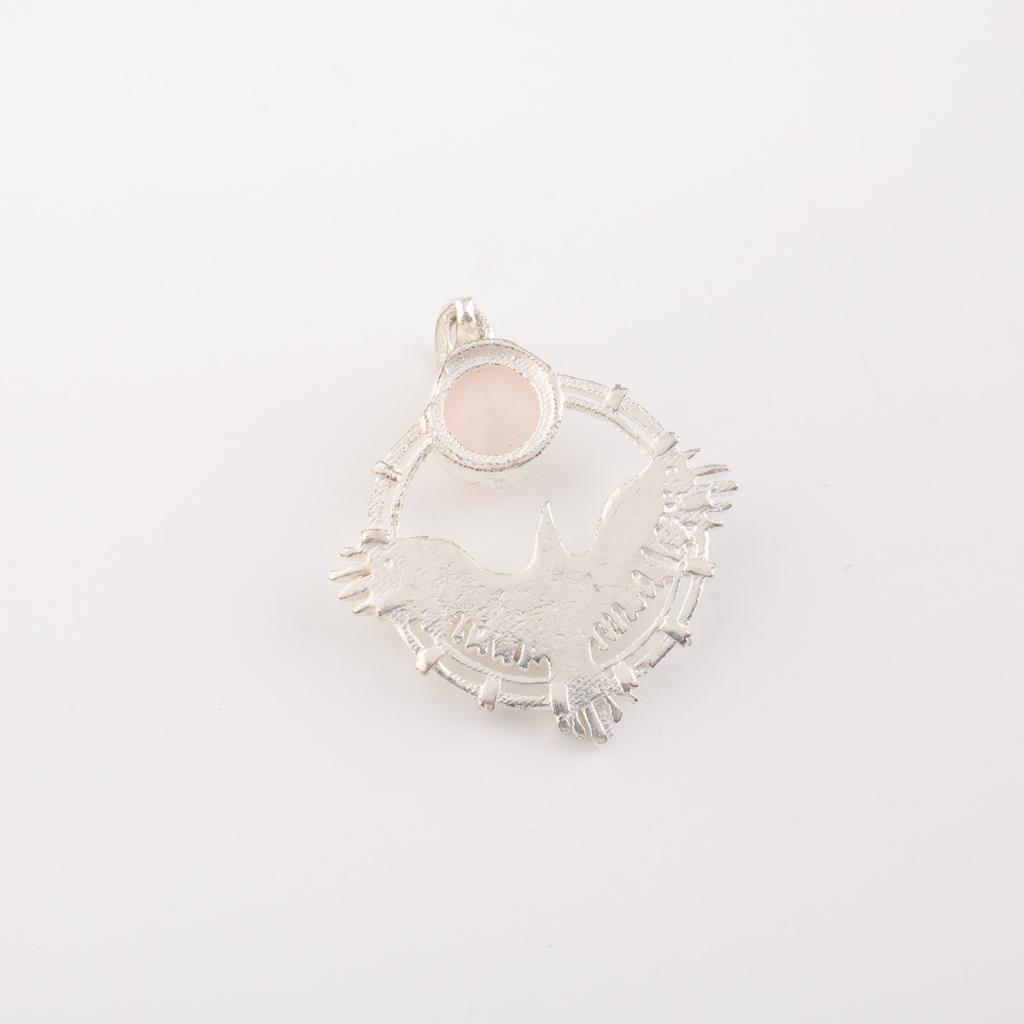 Natural Rose Quartz Gemstone 925 Sterling Silver Jewelry Pendant 1.43" For Gift CP-38-35