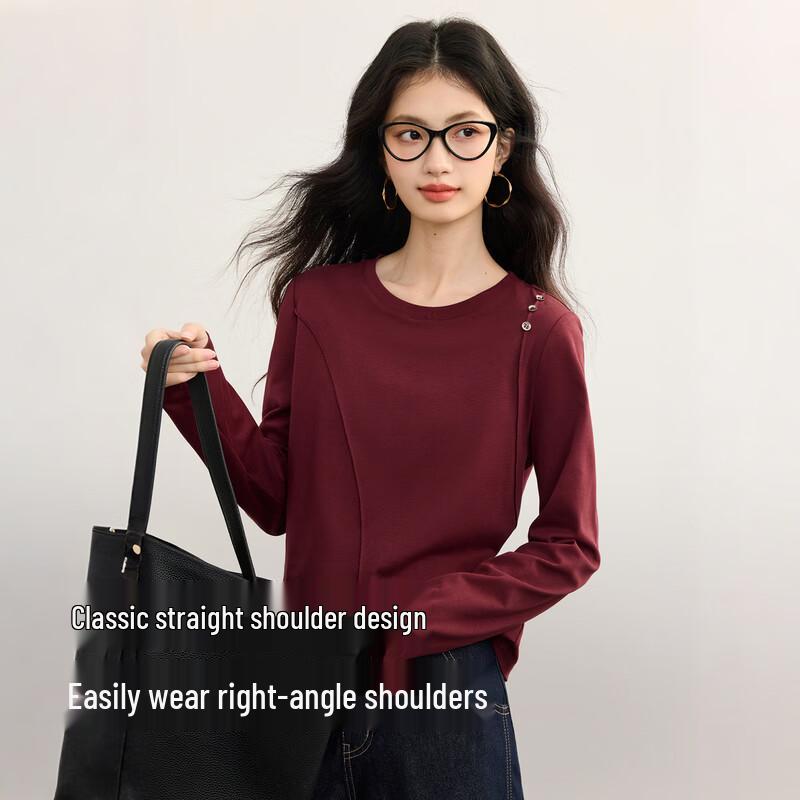 SLLSKY Women s Cotton Long Sleeve Crew Neck T-Shirt S