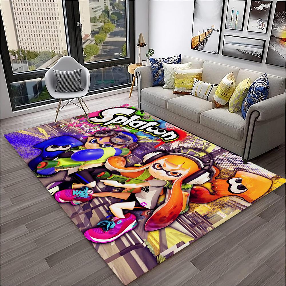 3D Games Splatoon3,PC Gamer Cartoon Carpet Rug for Home Living Room Bedroom Sofa Doormat Decor,kids Area Rug Non-slip Floor Mat