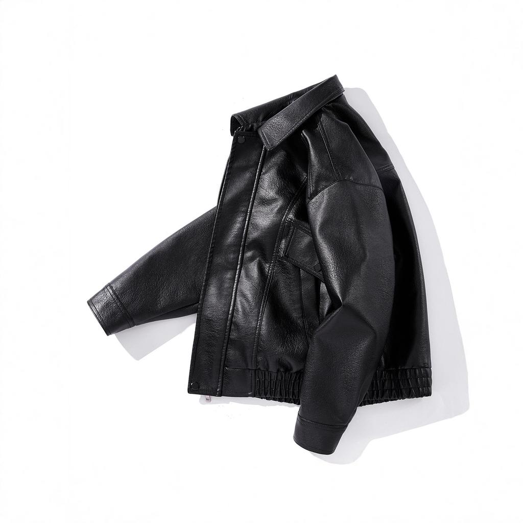 Lapel locomotive men's leather jacket spring and autumn Europe and America loose thin travel leather jacket men's loose jacket