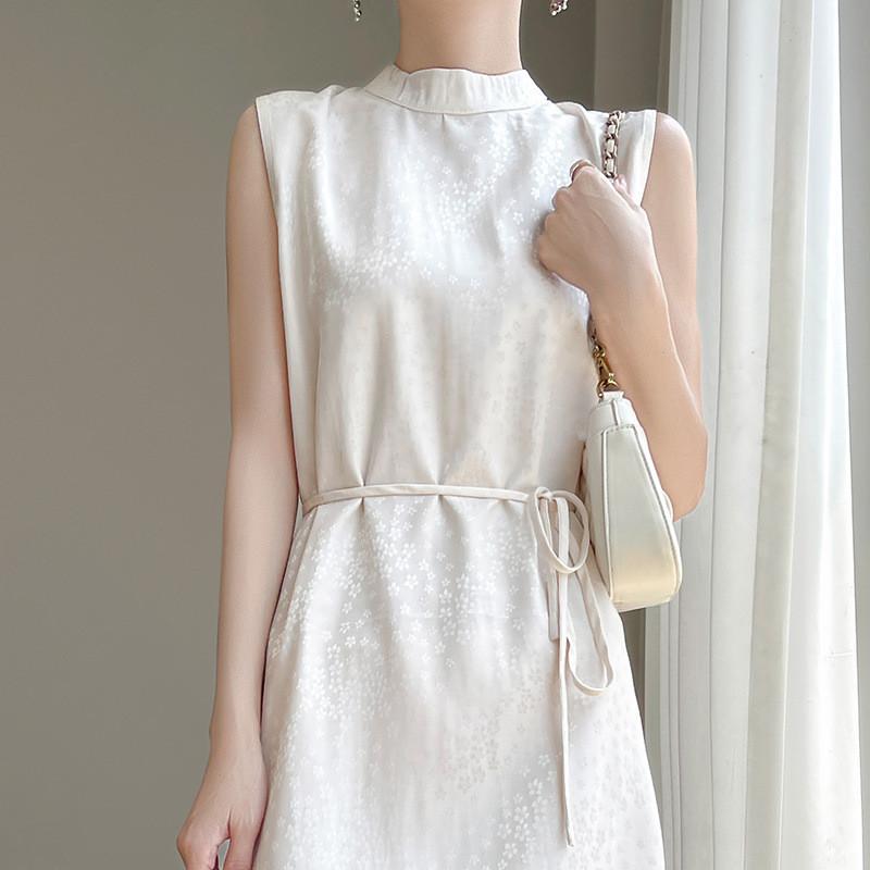 Elegant Satin Floral Spaghetti Strap A Line Dress For Summer Womens Casual Office Wear