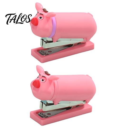 Lightweight Stapler for Pencil Case Mini Cartoon Stapler, Cute Pig Shape, Portable PVC Heavy Duty Documents Shell Binding Tool, Handheld School