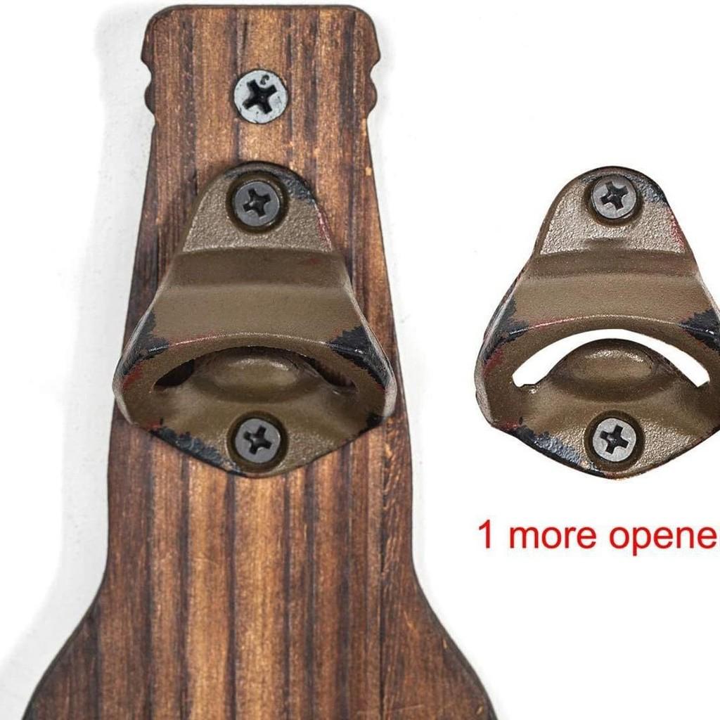 Wooden Wall Mounted Beer Opener With Cap Catcher For Bar Kitchen Decor